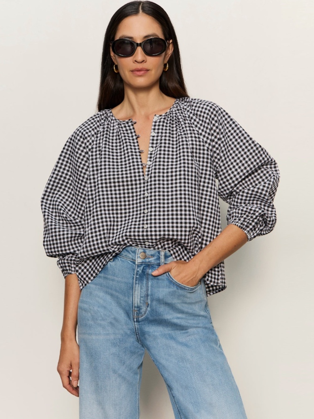 Perfect Gingham Button Blouse
